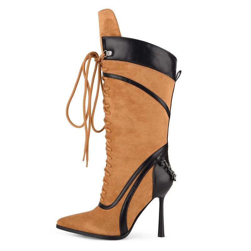 Mid-Calf Stiletto High Heel  Boots