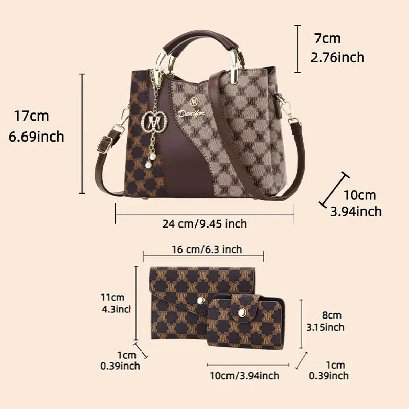 Luxury Versatile 3-Piece Set, Shoulder and Crossbody Bags