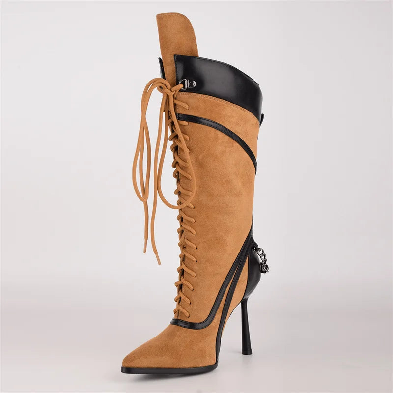 Mid-Calf Stiletto High Heel  Boots