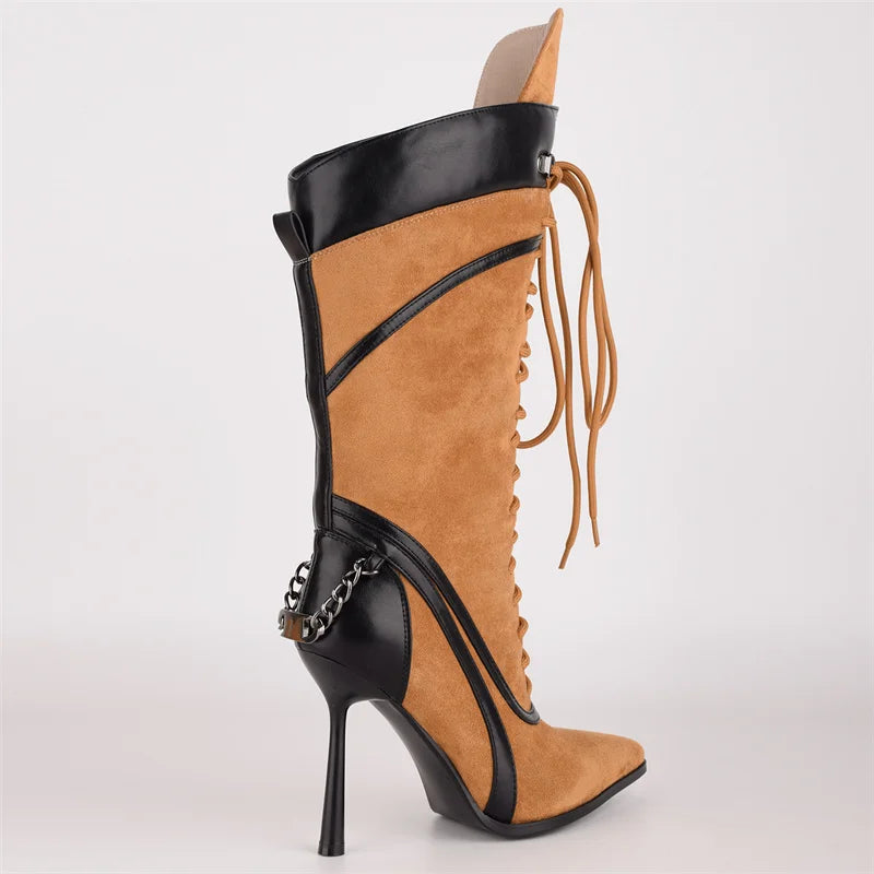 Mid-Calf Stiletto High Heel  Boots