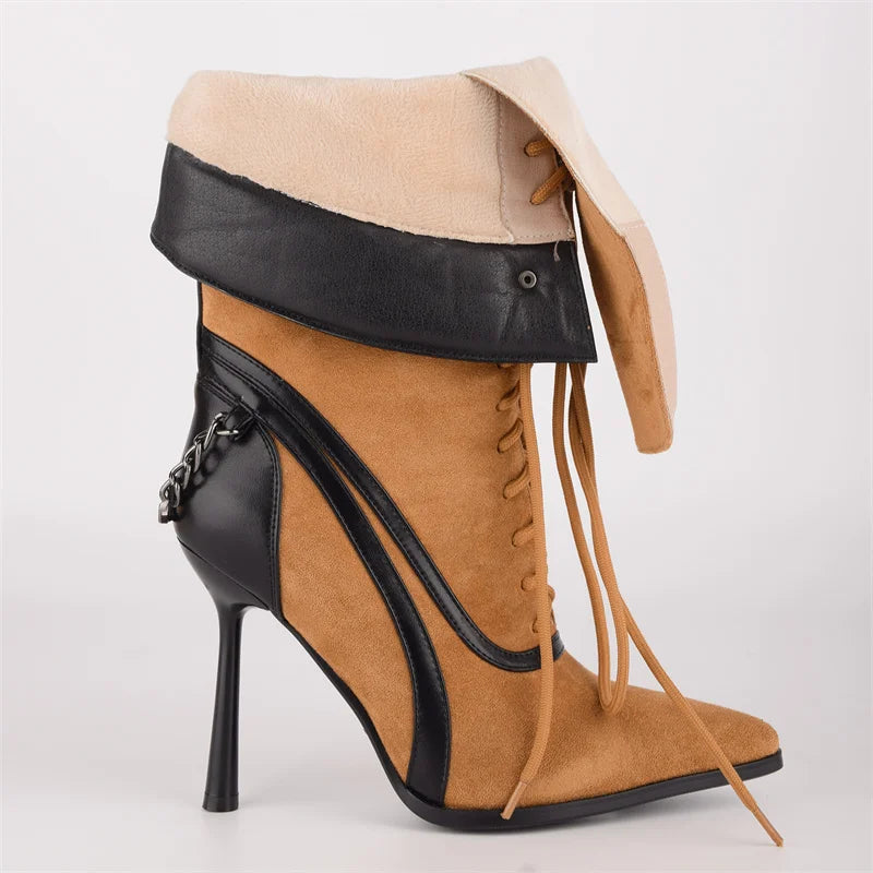 Mid-Calf Stiletto High Heel  Boots