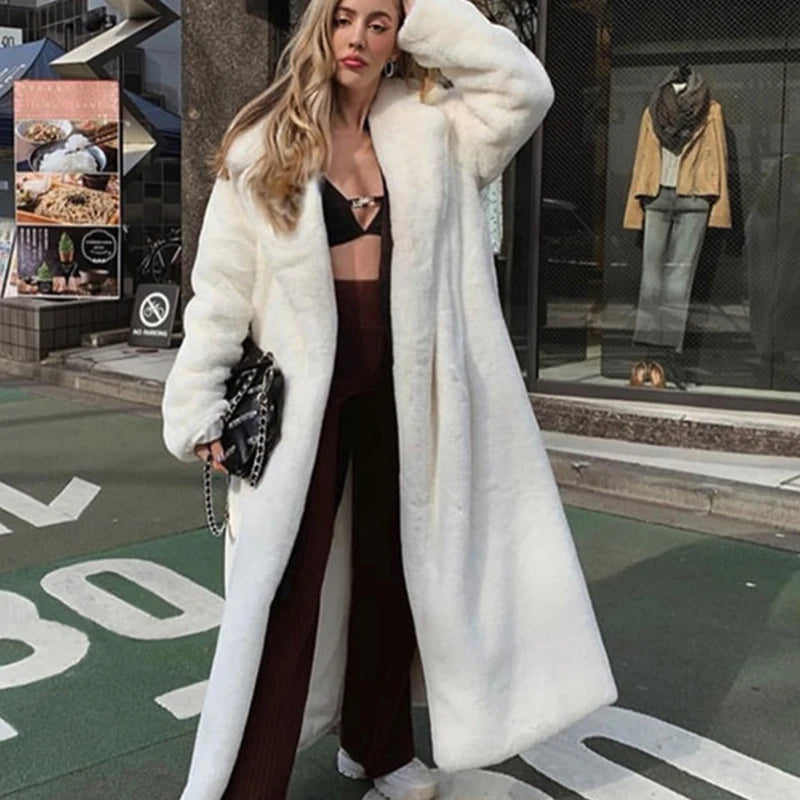 Faux Rabbit Fur Coat