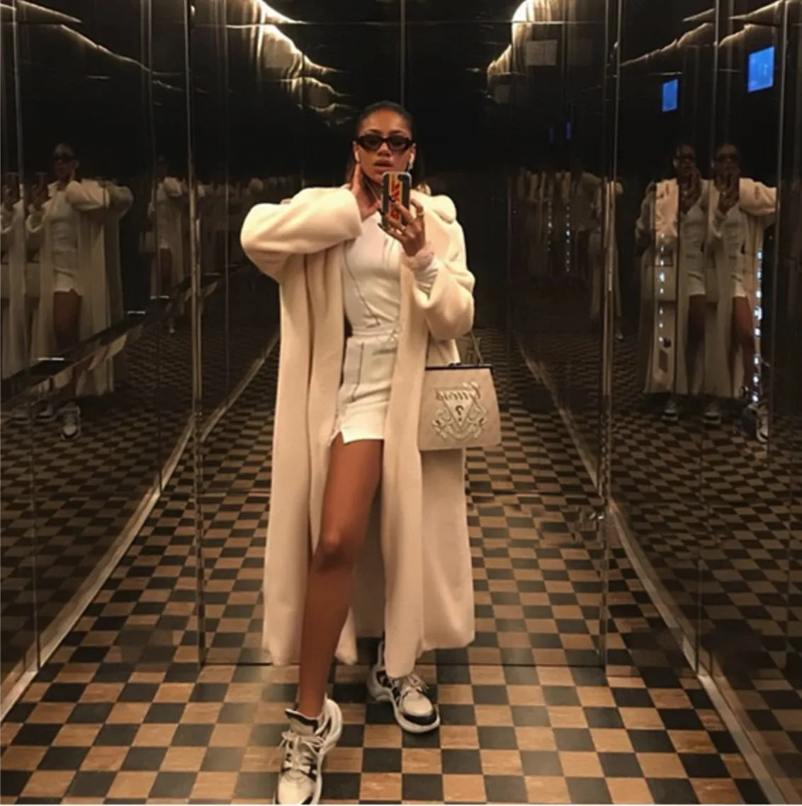 Faux Rabbit Fur Coat