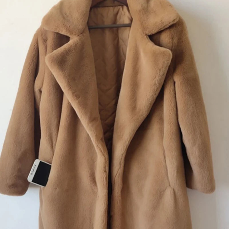 Faux Rabbit Fur Coat