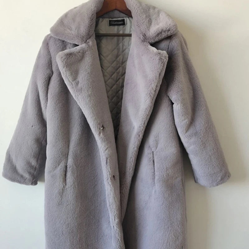 Faux Rabbit Fur Coat
