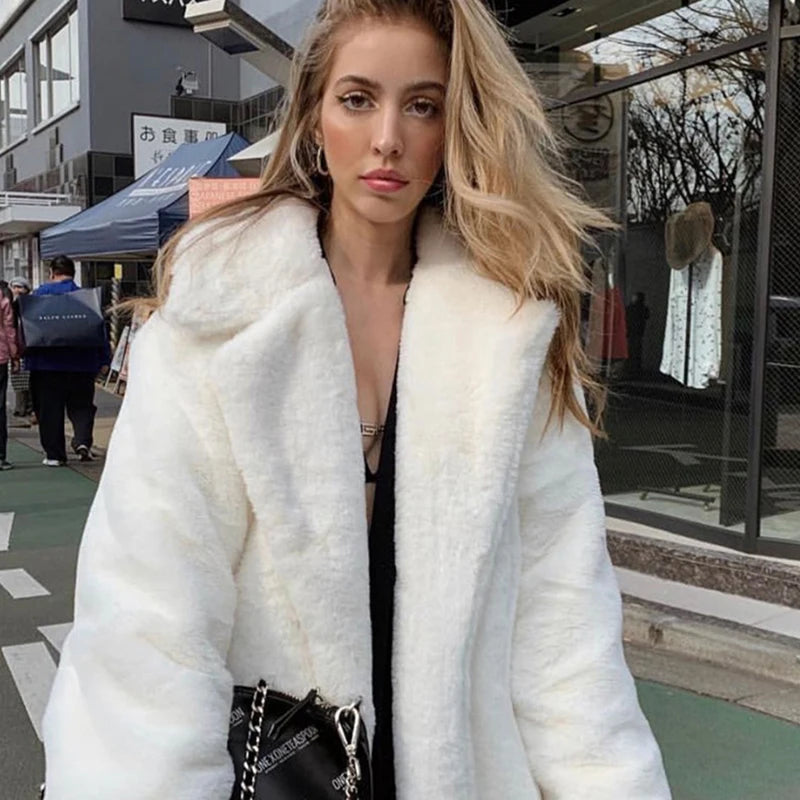 Faux Rabbit Fur Coat