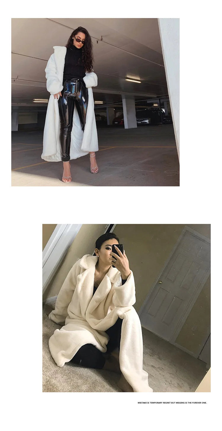 Faux Rabbit Fur Coat