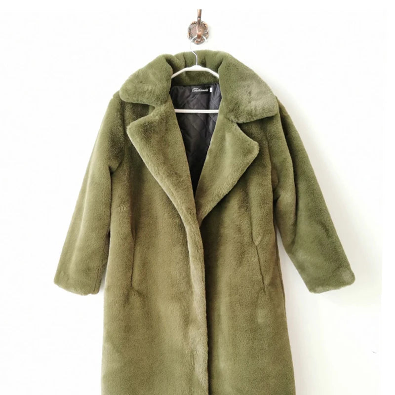 Faux Rabbit Fur Coat