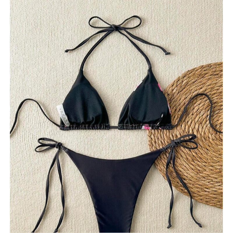 Cross-border New Split Swimsuit Women's Hot Bikini European and American Sexy Gather Pure Desire Printing High-end Bikini