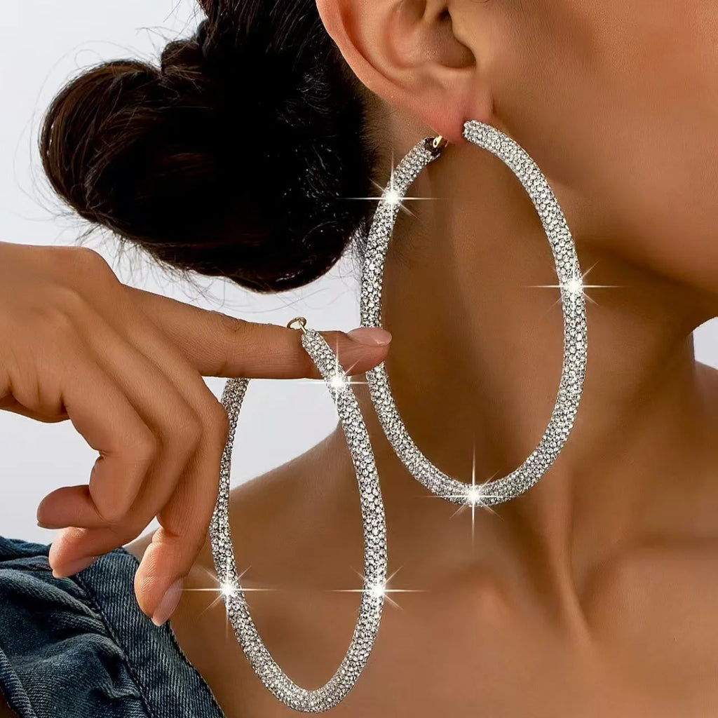 A Pair of Sparkling Diamond Earrings