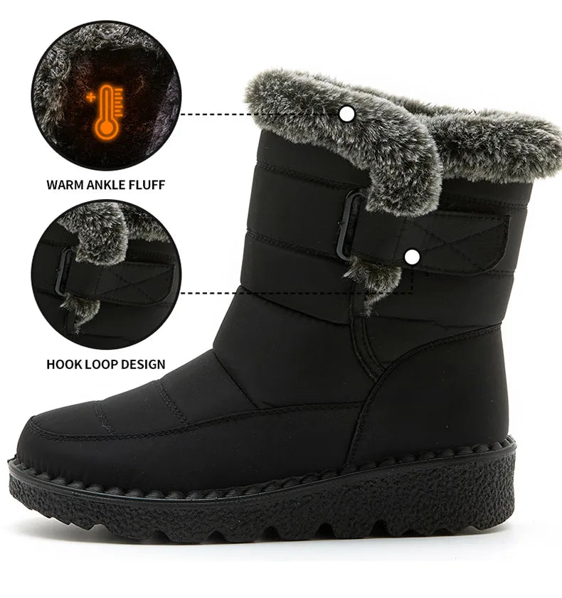 Waterproof Snow Boots With Fur
