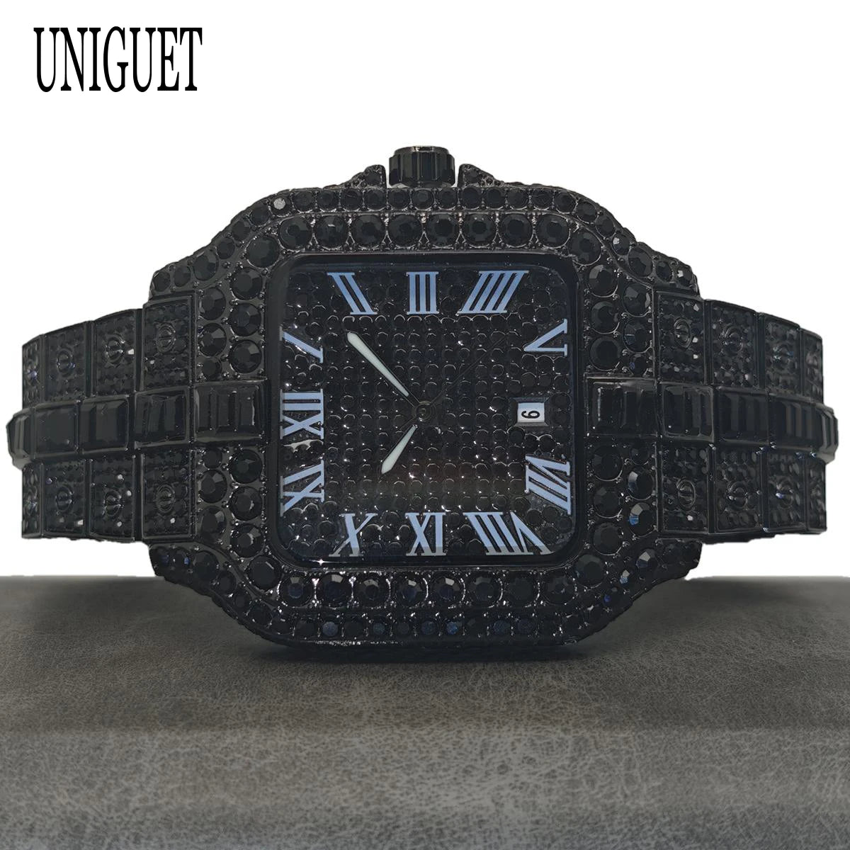 Hot Fashion Full Diamond Watch Men UNIGUET Brand Hip Hop Iced Out Bling Jewelry Square Quartz Wristwatch For Man Dropshipping