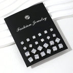 12 Pairs Of Luxurious Zirconia  Earrings
