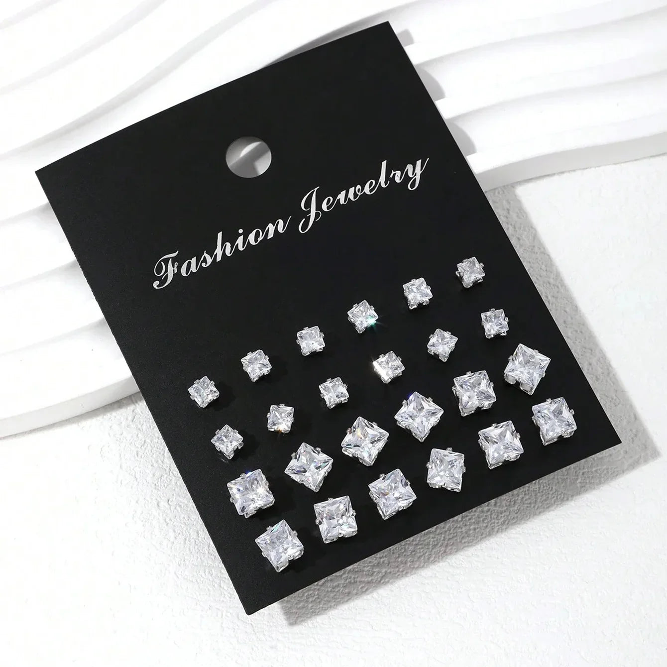 12 Pairs Of Luxurious Zirconia  Earrings
