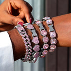 Iced Out Pink Cuban Bracelet