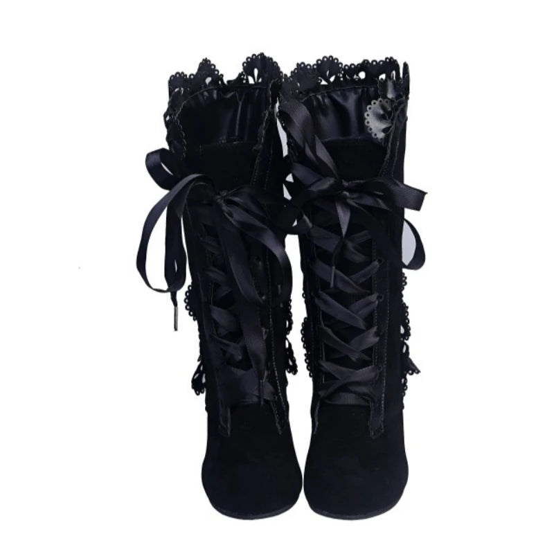 Vintage Lace Up Mid Calf Boots