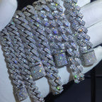 Hip Hop Jewelry 10/12/14/15/20mm CZ Cuban Link Necklace For Men Miami Bling Iced Out Prong Cuban Link Chain Party Gift