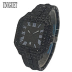 Hot Fashion Full Diamond Watch Men UNIGUET Brand Hip Hop Iced Out Bling Jewelry Square Quartz Wristwatch For Man Dropshipping
