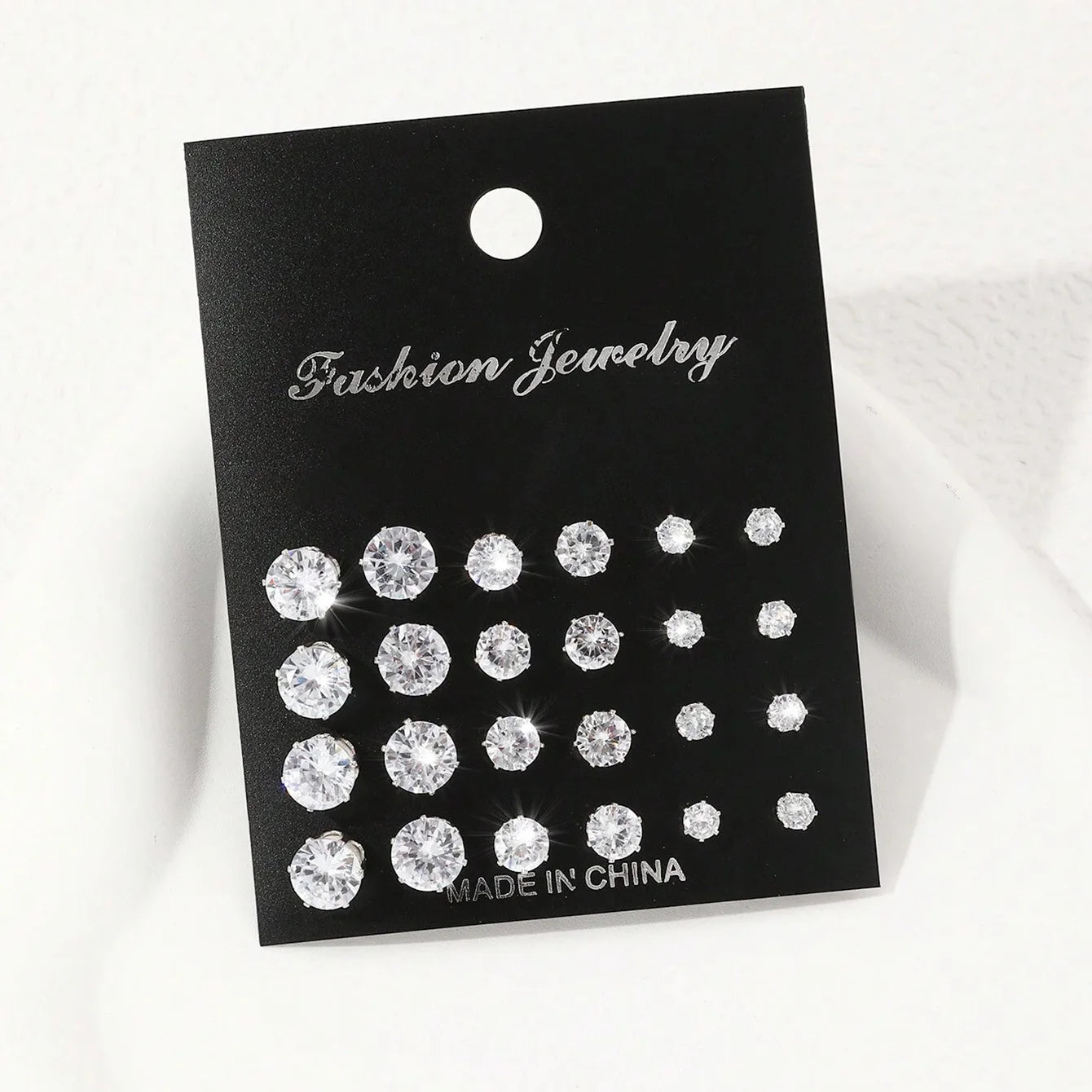 12 Pairs Of Luxurious Zirconia  Earrings