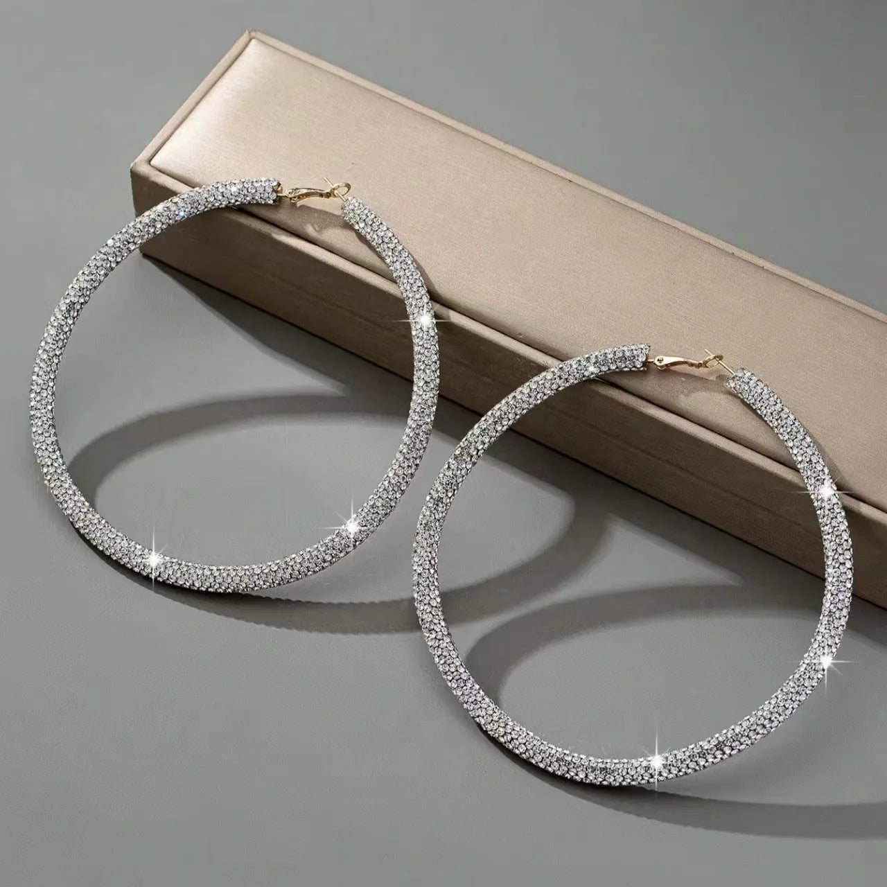 A Pair of Sparkling Diamond Earrings