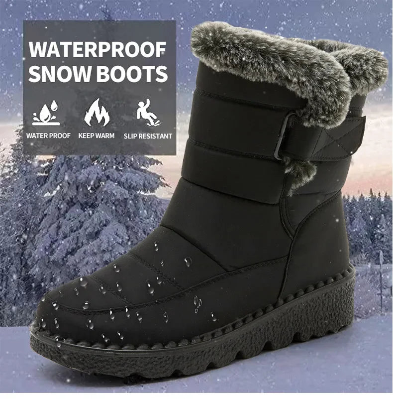 Waterproof Snow Boots With Fur