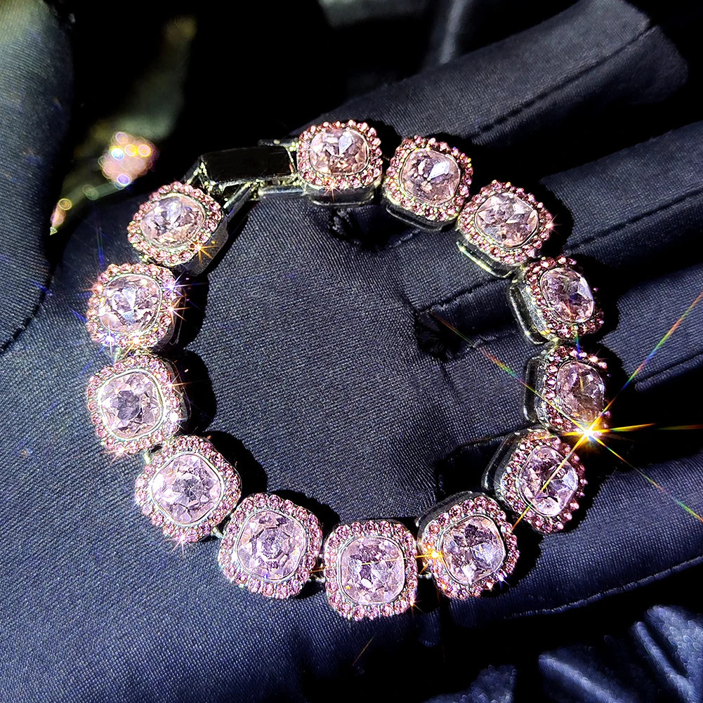 Iced Out Pink Cuban Bracelet
