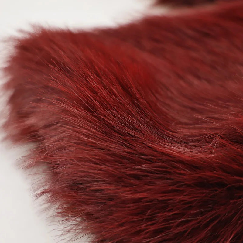 Burgundy Vintage Faux Fur Coat