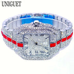 Hot Fashion Full Diamond Watch Men UNIGUET Brand Hip Hop Iced Out Bling Jewelry Square Quartz Wristwatch For Man Dropshipping