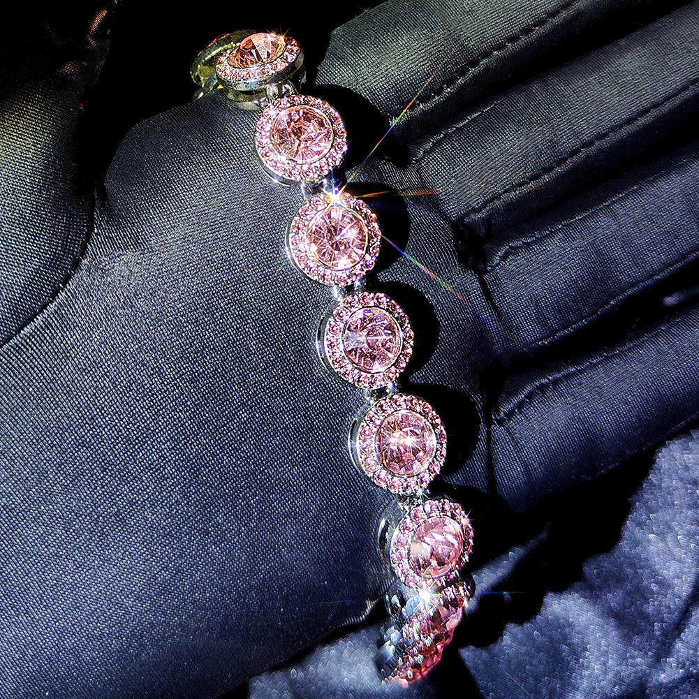 Iced Out Pink Cuban Bracelet