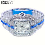 Hot Fashion Full Diamond Watch Men UNIGUET Brand Hip Hop Iced Out Bling Jewelry Square Quartz Wristwatch For Man Dropshipping
