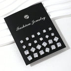 12 Pairs Of Luxurious Zirconia  Earrings