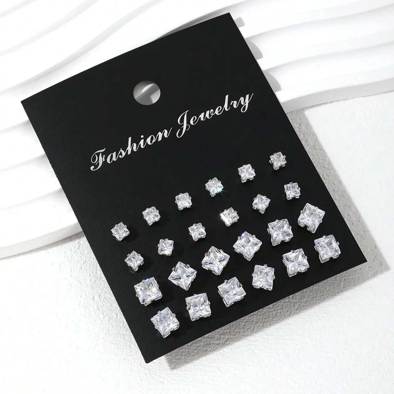 12 Pairs Of Luxurious Zirconia  Earrings