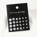 12 Pairs Of Luxurious Zirconia  Earrings