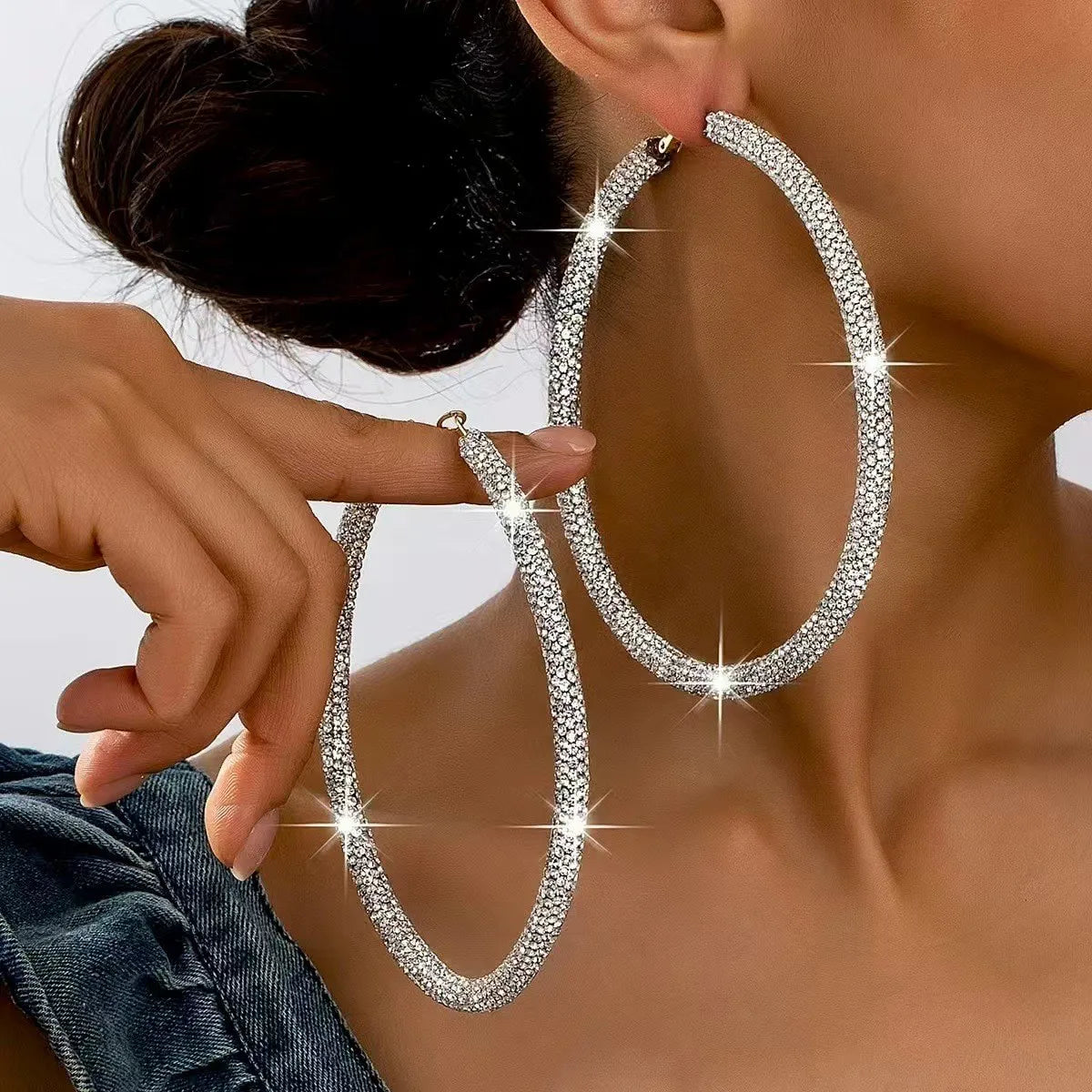 A Pair of Sparkling Diamond Earrings
