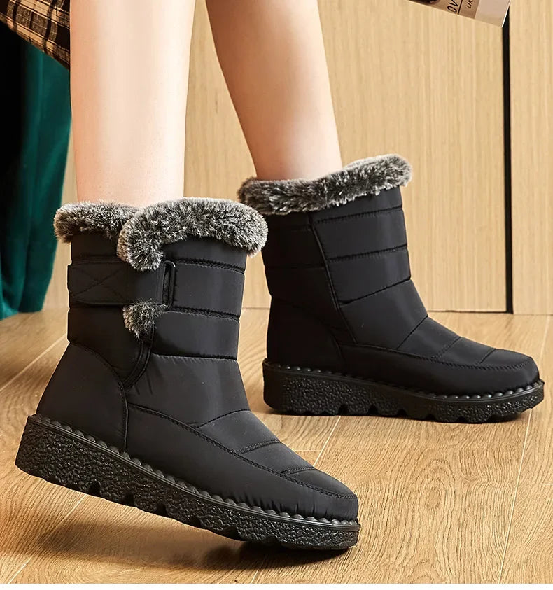 Waterproof Snow Boots With Fur