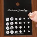 12 Pairs Of Luxurious Zirconia  Earrings
