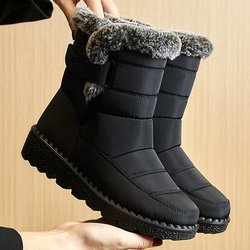 Waterproof Snow Boots With Fur