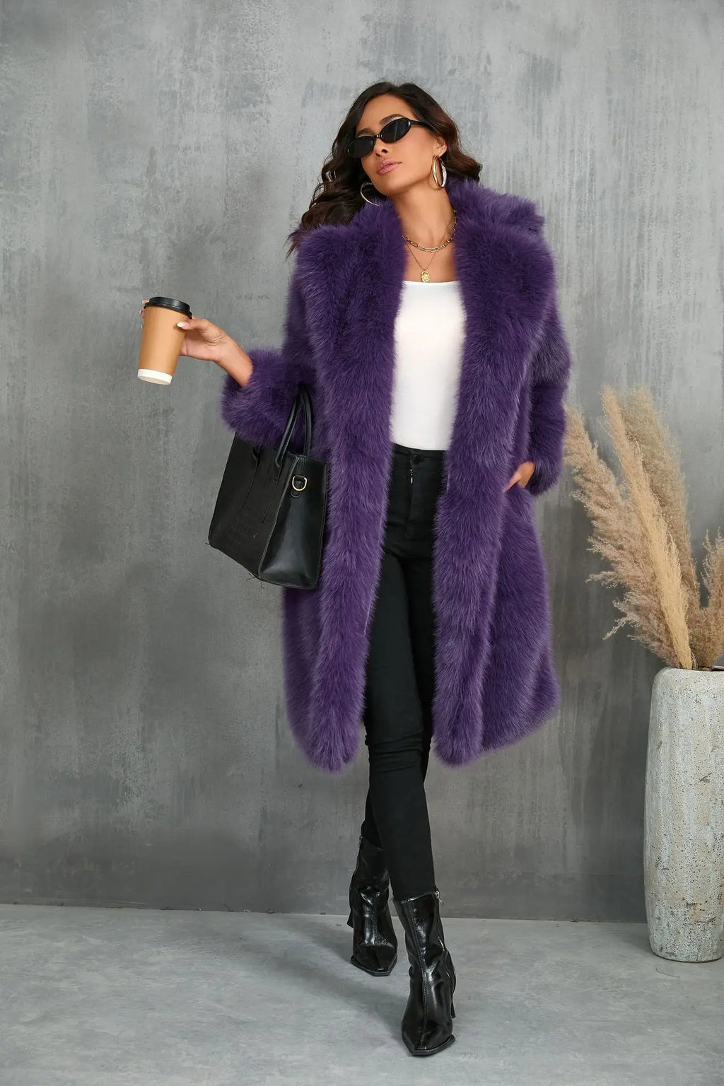 Faux Fox Fur Coat