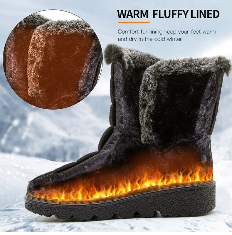 Waterproof Snow Boots With Fur