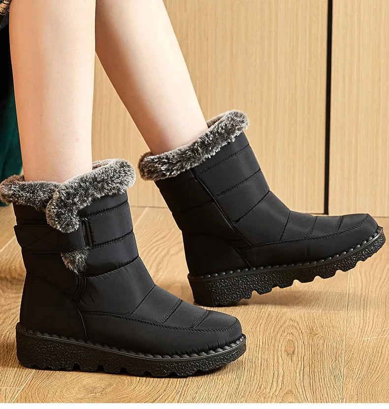 Waterproof Snow Boots With Fur