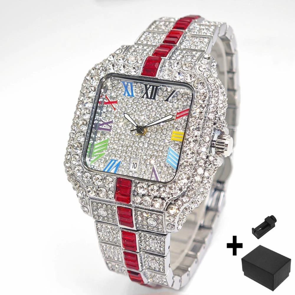 Hot Fashion Full Diamond Watch Men UNIGUET Brand Hip Hop Iced Out Bling Jewelry Square Quartz Wristwatch For Man Dropshipping
