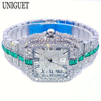 Hot Fashion Full Diamond Watch Men UNIGUET Brand Hip Hop Iced Out Bling Jewelry Square Quartz Wristwatch For Man Dropshipping