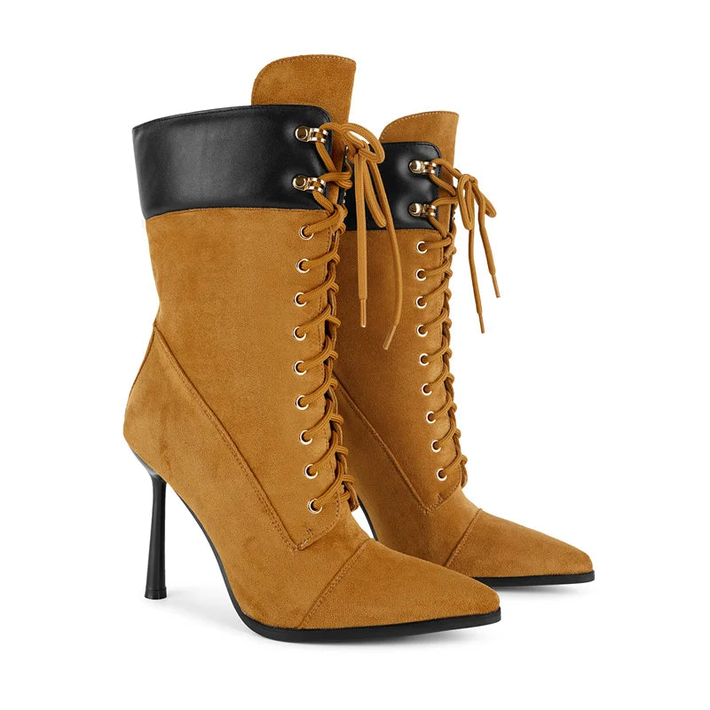 Mid-Calf Stiletto High Heel  Boots
