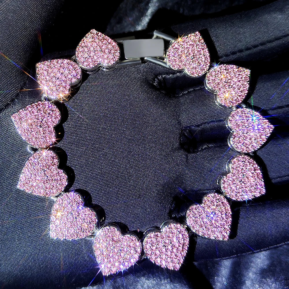 Iced Out Pink Cuban Bracelet