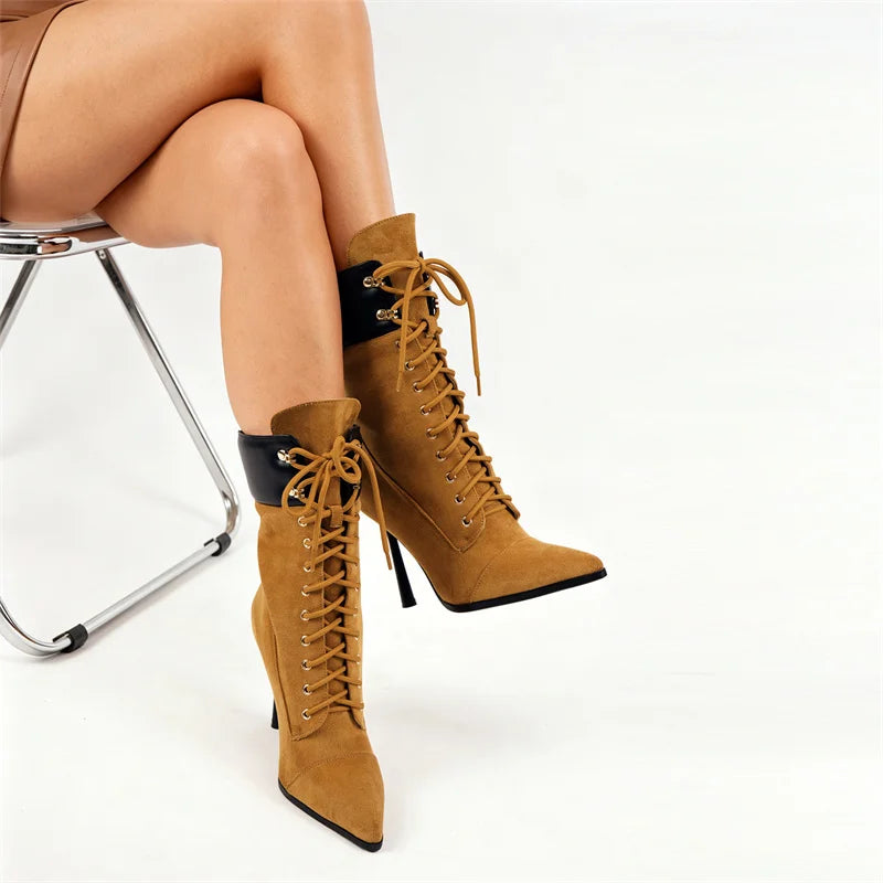 Mid-Calf Stiletto High Heel  Boots