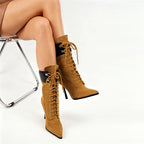 Mid-Calf Stiletto High Heel  Boots
