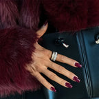 Burgundy Vintage Faux Fur Coat