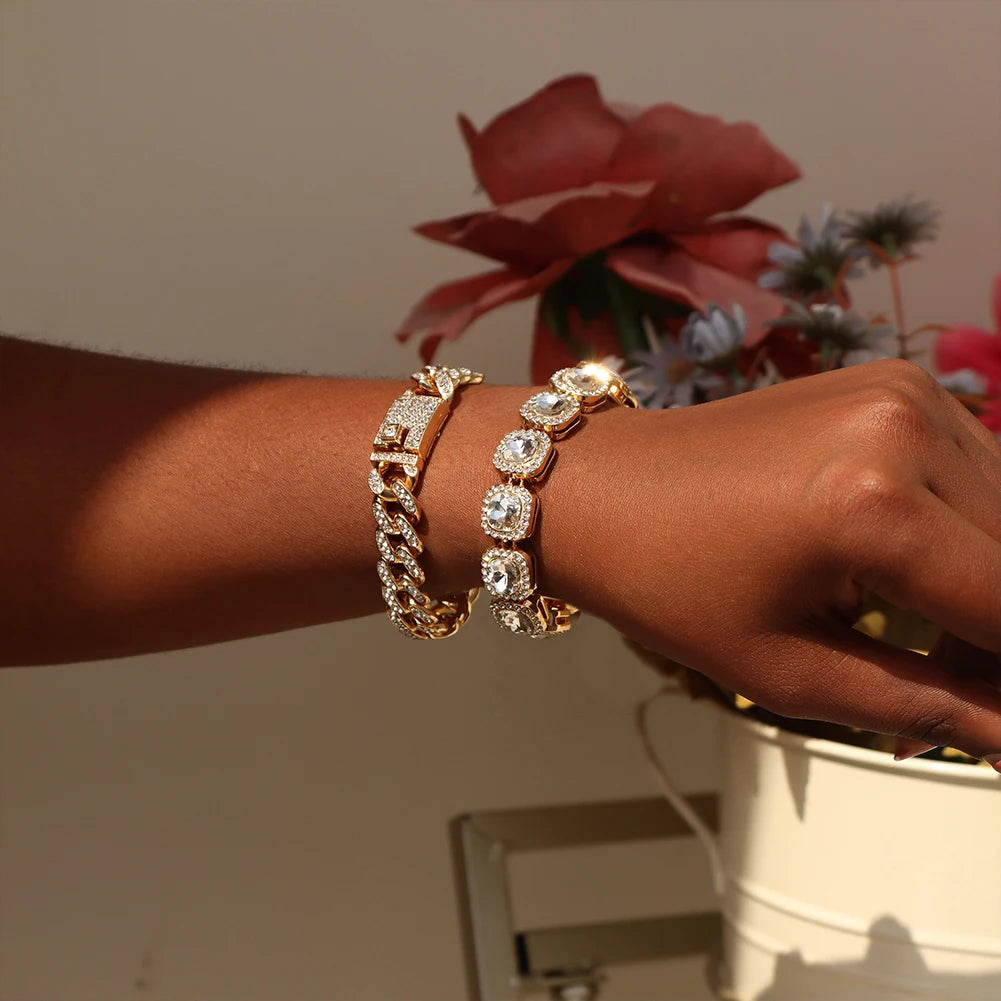 Iced Out Pink Cuban Bracelet