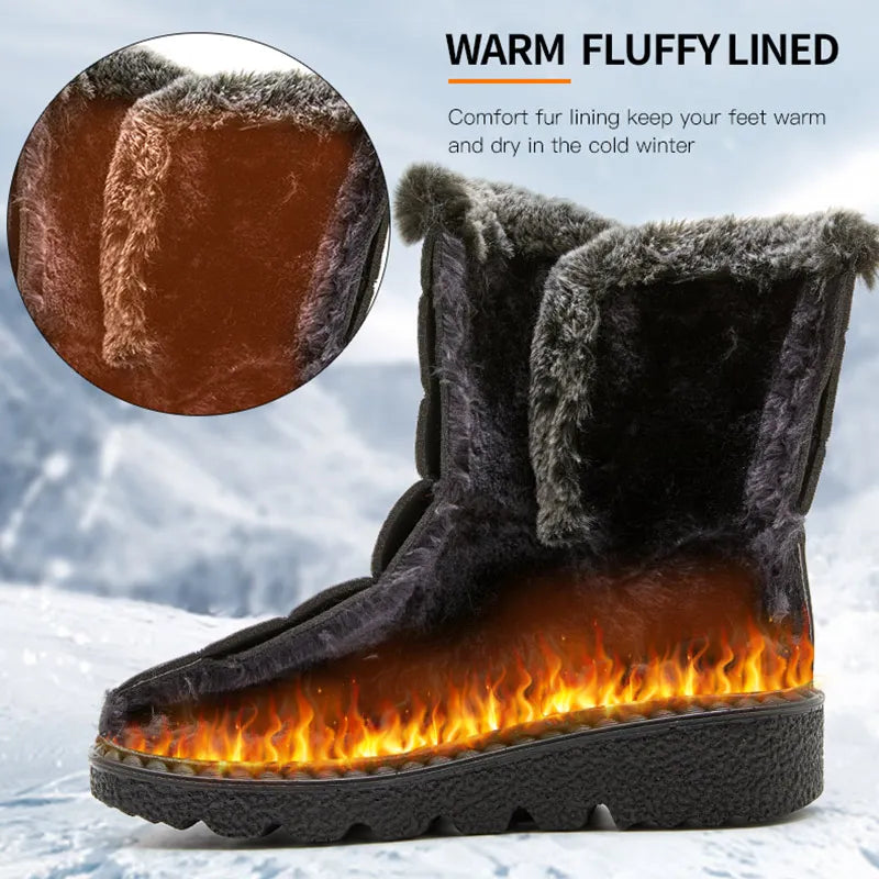 Waterproof Snow Boots With Fur