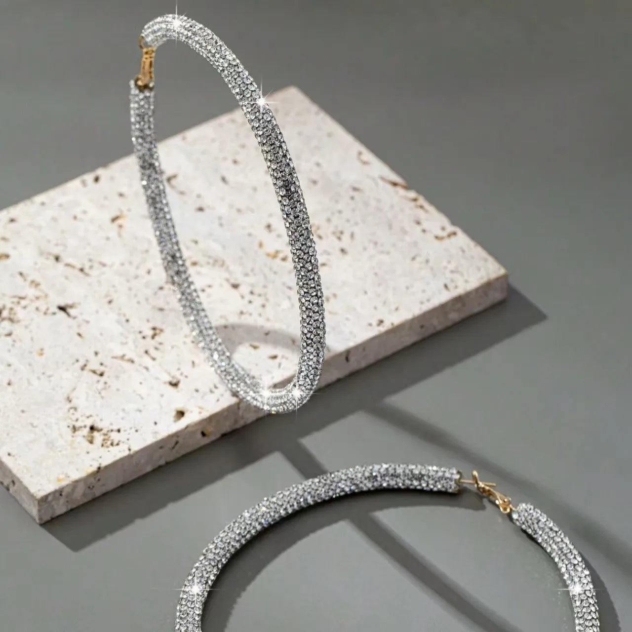 A Pair of Sparkling Diamond Earrings